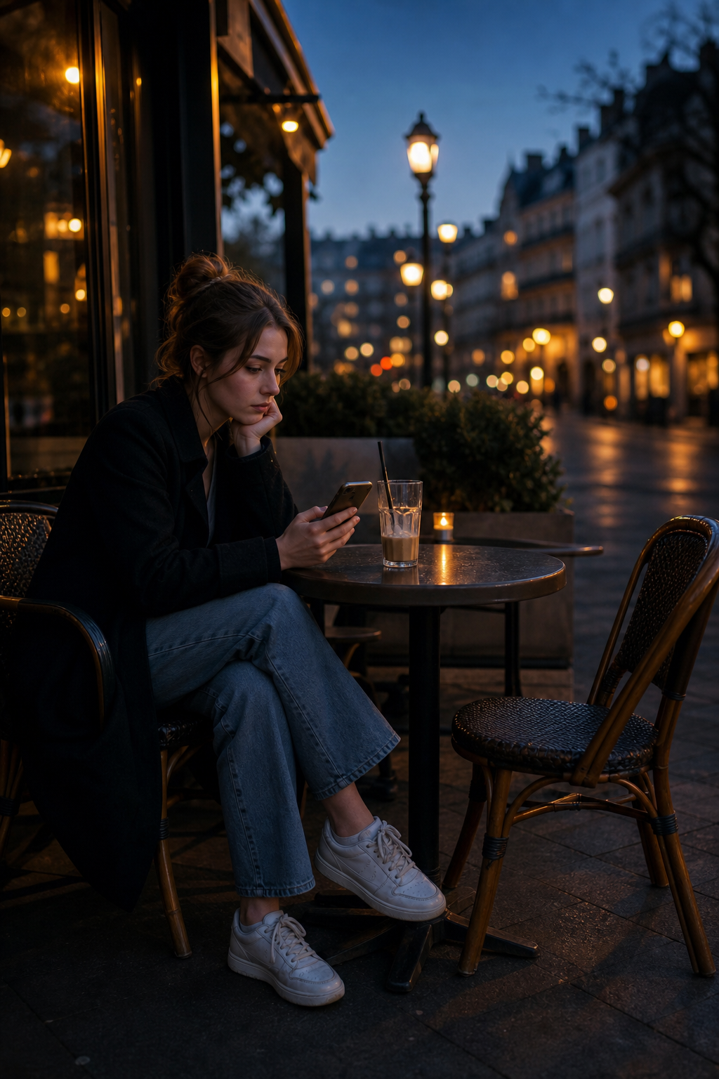 Woman sitting alone waiting for someone who never showed